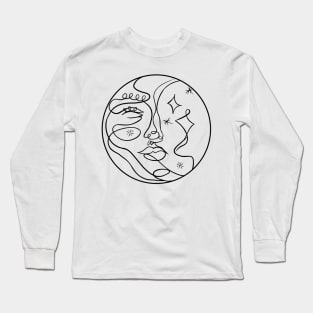 moon woman with groovy lines Long Sleeve T-Shirt